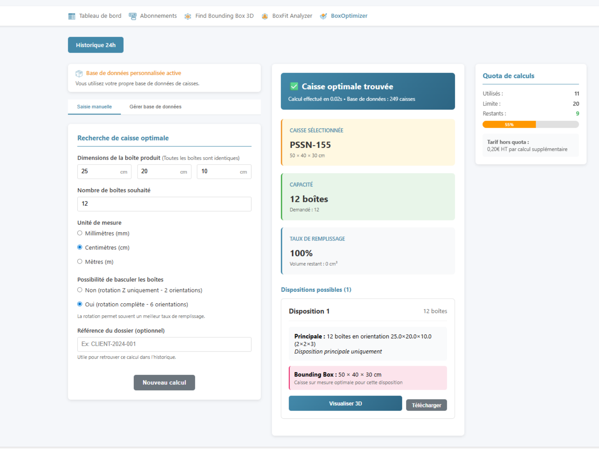 BoxOptimizer Interface
